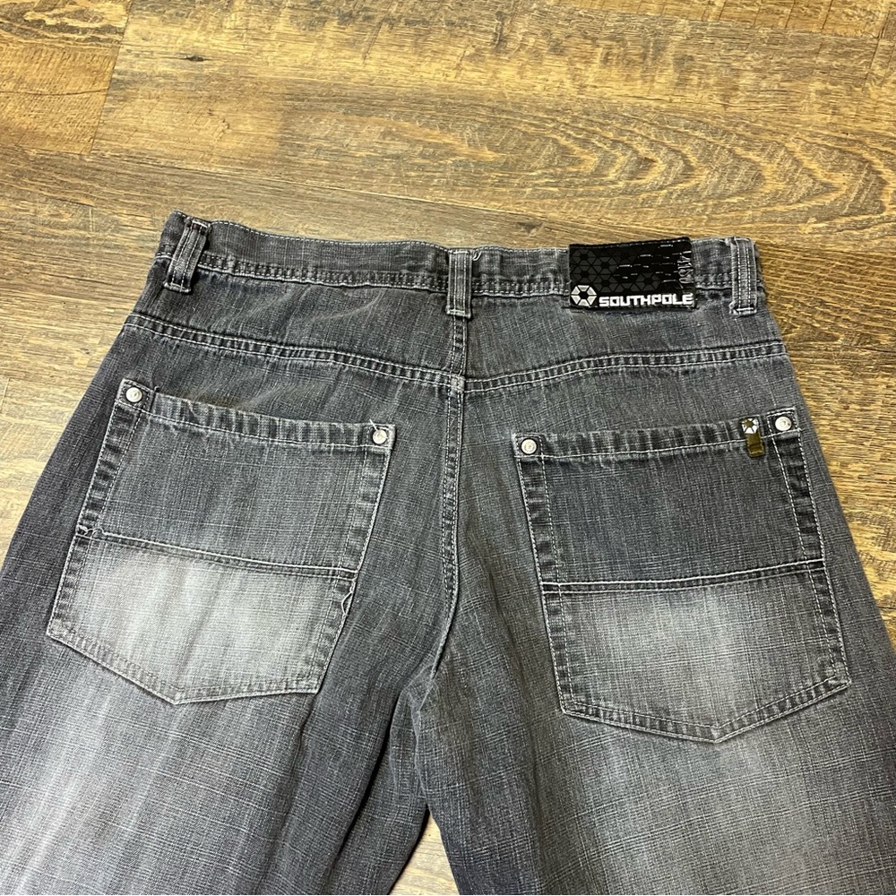 Southpole Brown Tab Jeans Fade Gray Baggy Skater Men 34x32 Straight Relax Grunge - Picture 11 of 14